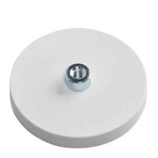 Magneti gommati con boccola filettata bianco  | 43 mm | M4 