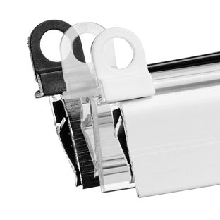 Ganci per profilo porta poster in plastica da aprire, con foro rotondo 