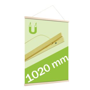Profilo porta poster in legno, con cordino da appendere e attacco magnetico 1020 mm | Pino 