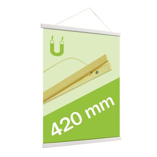 Profilo porta poster in legno, con cordino da appendere e attacco magnetico null | 420 mm