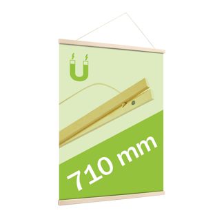 Profilo porta poster in legno, con cordino da appendere e attacco magnetico null | 710 mm