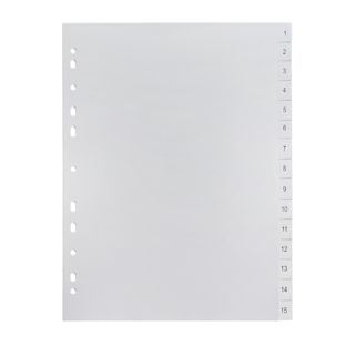 Divisori per raccoglitori formato A4, 15 parti (1-15), bianco (1 set) 