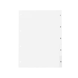 Divisori per raccoglitori formato A4, 5 parti (1-5), bianco (1 set) 