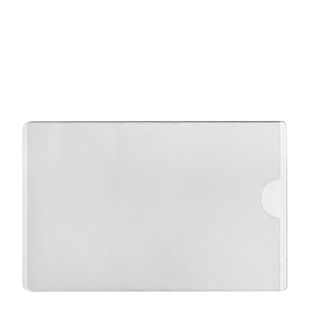 Tasche porta biglietti da visita, autoadesivo, plastica PP 60 x 95 mm  | fessura per il pollice nel lato stretto aperto 