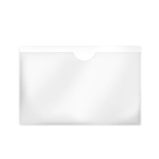 Tasche porta biglietti da visita, autoadesivo, plastica PP 95 x 60 mm  | fessura per il pollice nel lato lungo aperto 