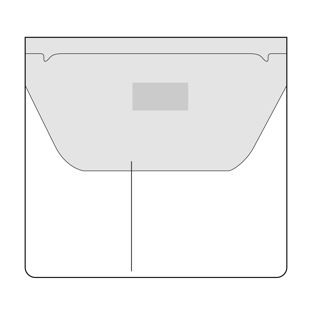 Tasche rettangolari, 109 x 100 mm con patta di chiusura, 2 compartimenti, con livello di riempimento 