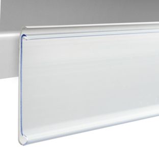 Profilo portaprezzi DBR autoadesivo con bordo di presa 39 mm | 1000 mm | bianco  | per incollare (nastro adesivo standard) 