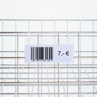 Profilo portaprezzi DBH per cesti e ripiani in filo metallico 