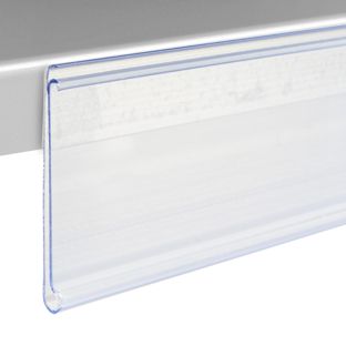 Profilo portaprezzi DBR autoadesivo con bordo di presa 18 mm | 100 mm | trasparente  | per incollare (nastro in schiuma) 