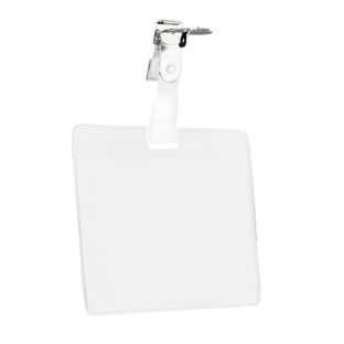 Buste portabadge con clip, formato carta di credito, formato orizzontale 