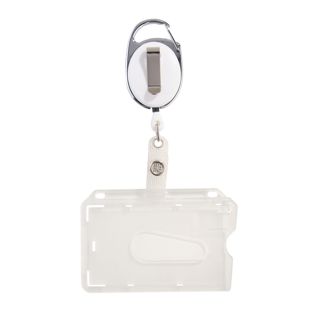 Buste porta badge con yoyo bianco  | con incavo per il pollice, opaco 