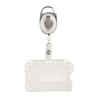Buste porta badge con yoyo bianco|trasparente  | con incavo per il pollice, opaco 