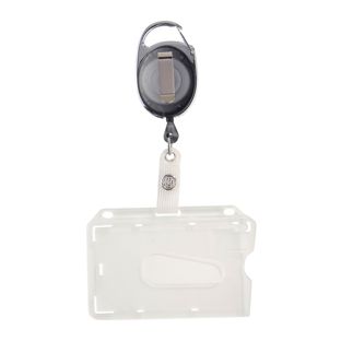 Buste porta badge con yoyo nero|trasparente  | con incavo per il pollice, opaco 