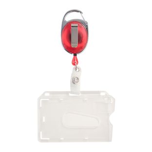 Buste porta badge con yoyo rosso|trasparente  | con incavo per il pollice, opaco 
