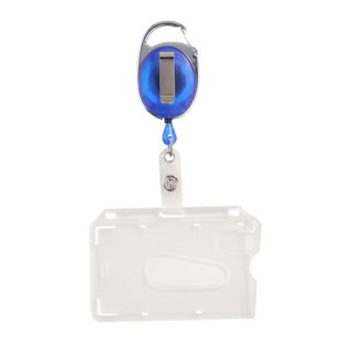 Buste porta badge con yoyo blu|trasparente  | con incavo per il pollice, opaco 