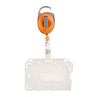 Buste porta badge con yoyo arancione|trasparente  | con incavo per il pollice, opaco 