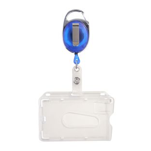 Buste porta badge con yoyo blu|trasparente  | con incavo per il pollice, lucidato 