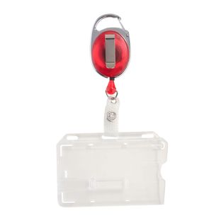 Buste porta badge con yoyo rosso|trasparente  | 1 cursore 