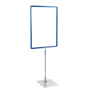 Cornice per poster con piantana telescopica (set) A3 blu  | superficie di base: grigio  | Piantana in alluminio regolabile da 300 a 500 mm 