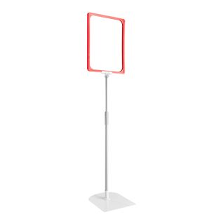 Cornice per poster con piantana telescopica (set) A4 rosso  | superficie di base: nero  | Piantana in alluminio regolabile da 300 a 500 mm 