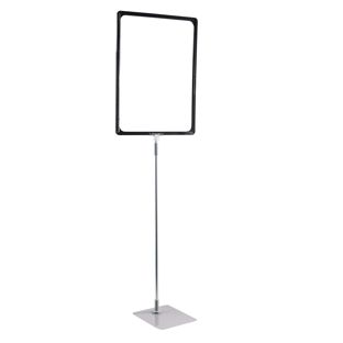 Cornice per poster con piantana telescopica (set) A3 nero  | superficie di base: grigio  | Piantana in alluminio regolabile da 600 a 900 mm 