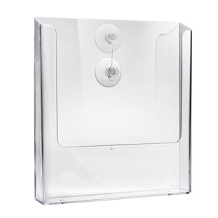 Porta brochure da parete con ventose, polistirolo, trasparente PTJ1 