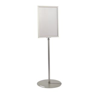 Espositore poster A2, altezza regolabile, campo visivo ruotabile di 360° argento 