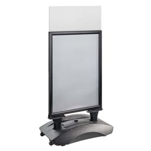 Cavalletto pubblicitario STORM-STOP PRO A1 con supporto per cartello superiore, nero con cartello superiore non stampato 