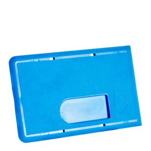 Custodia carta di credito plastica dura con fessura per il pollice blu  | fessura per il pollice 
