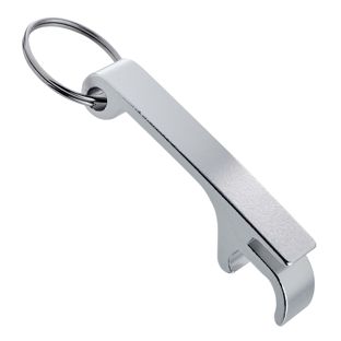 Portachiavi apribottiglie con apriscatole argento 
