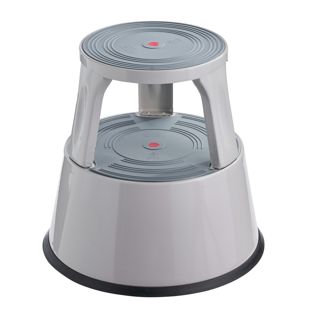Sgabello con ruote, metallo, 2 gradini grigio 