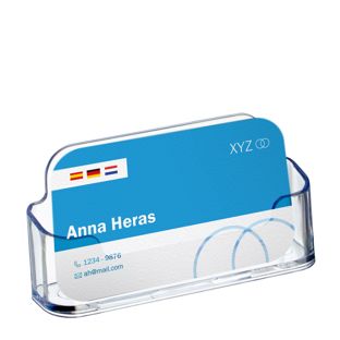 Porta biglietti da visita - da banco, 1 scomparto, formato orizzontale, trasparente 