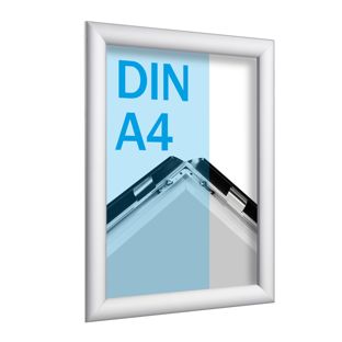 Cornice a scatto, alluminio, A4 argento  | 25 mm | Ad angolo squadrato 