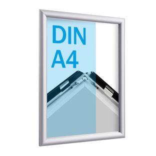 Cornice a scatto, alluminio, A4 argento  | 17 mm | Ad angolo squadrato 