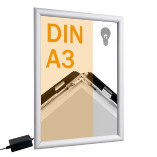 Cornice a scatto, alluminio, A3, LED argento 