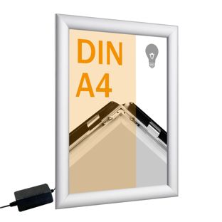 Cornice a scatto, alluminio, A4, LED argento 