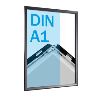 Cornice a scatto, alluminio, A1 nero  | 32 mm | Ad angolo squadrato 