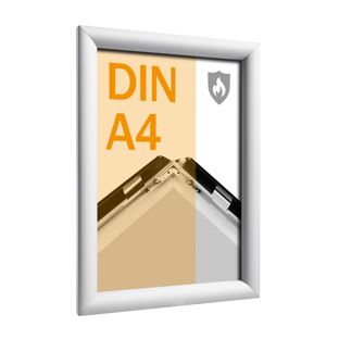 Cornice a scatto A4 antincendio con foglio di copertura in PET  | argento 