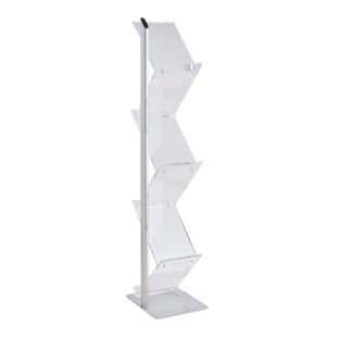 Portadepliant da terra ZIG ZAG acrilico 6x A4 trasparente|argento 
