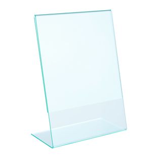 Porta avvisi da banco con base a L, PMMA (acrilico), trasparente-verde 