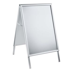 Cavalletto pubblicitario A1 Outdoor SOLID-STOP 32 mm | Ad angolo squadrato  | argento 