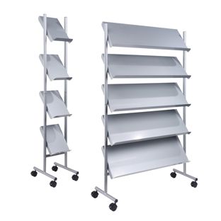 Espositore riviste con rotelle LINCOLN, metallo, argento 
