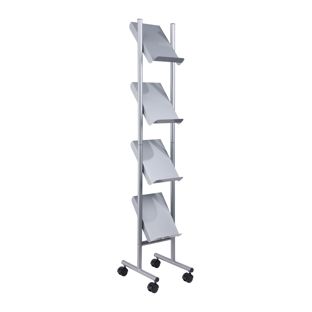 Espositore riviste con rotelle LINCOLN, metallo, 4x A4, argento 4 | 4x A4
