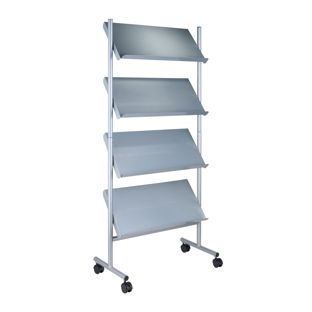 Espositore riviste con rotelle LINCOLN, metallo, 12x A4, argento 4 | 12x A4