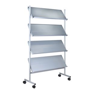 Espositore riviste con rotelle LINCOLN, metallo, 16x A4, argento 4 | 16x A4