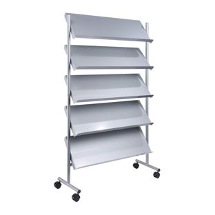 Espositore riviste con rotelle LINCOLN, metallo, 20x A4, argento 5 | 20x A4