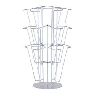 Porta brochure da tavolo JACKSON, girevole, metallo, argento, 9 x A4 