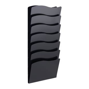 Porta brochure da parete A4 verticale, acciaio PTXG nero  | 7 scomparti 