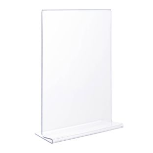 Porta avvisi da banco a T, formato verticale, infrangibile, PET, A6