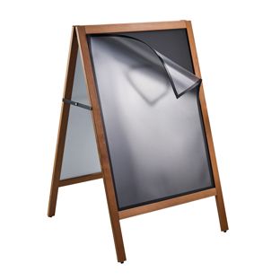 Cavalletto lavagna in legno COMBI, 590 x 785 mm, con lavagna da gesso e cornice magnetica, aspetto legno 